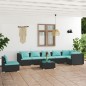 vidaXL 8-tlg. Garten-Lounge-Set mit Kissen Poly Rattan Schwarz vidaXL 8-tlg. Garten-Lounge-Set mit Kissen Poly Rattan Schwarz