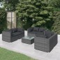 vidaXL 7-tlg. Garten-Lounge-Set mit Kissen Poly Rattan Grau vidaXL 7-tlg. Garten-Lounge-Set mit Kissen Poly Rattan Grau