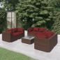 vidaXL 7-tlg. Garten-Lounge-Set mit Kissen Poly Rattan Braun vidaXL 7-tlg. Garten-Lounge-Set mit Kissen Poly Rattan Braun