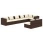 vidaXL 8-tlg. Garten-Lounge-Set mit Kissen Braun Poly Rattan vidaXL 8-tlg. Garten-Lounge-Set mit Kissen Braun Poly Rattan