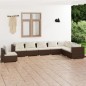vidaXL 8-tlg. Garten-Lounge-Set mit Kissen Poly Rattan Braun vidaXL 8-tlg. Garten-Lounge-Set mit Kissen Poly Rattan Braun