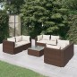 vidaXL 7-tlg. Garten-Lounge-Set mit Kissen Poly Rattan Braun vidaXL 7-tlg. Garten-Lounge-Set mit Kissen Poly Rattan Braun