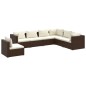 vidaXL 7-tlg. Garten-Lounge-Set mit Kissen Poly Rattan Braun vidaXL 7-tlg. Garten-Lounge-Set mit Kissen Poly Rattan Braun