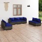 vidaXL 7-tlg. Garten-Lounge-Set mit Kissen Poly Rattan Grau vidaXL 7-tlg. Garten-Lounge-Set mit Kissen Poly Rattan Grau