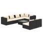 vidaXL 8-tlg. Garten-Lounge-Set mit Kissen Schwarz Poly Rattan vidaXL 8-tlg. Garten-Lounge-Set mit Kissen Schwarz Poly Rattan