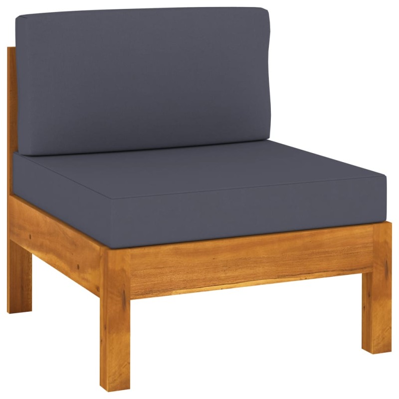 vidaXL Mittelsofa mit Dunkelgrauen Kissen Massivholz Akazie vidaXL Mittelsofa mit Dunkelgrauen Kissen Massivholz Akazie