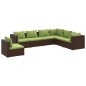 vidaXL 7-tlg. Garten-Lounge-Set mit Kissen Poly Rattan Braun vidaXL 7-tlg. Garten-Lounge-Set mit Kissen Poly Rattan Braun