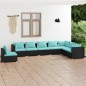 vidaXL 8-tlg. Garten-Lounge-Set mit Kissen Poly Rattan Schwarz vidaXL 8-tlg. Garten-Lounge-Set mit Kissen Poly Rattan Schwarz
