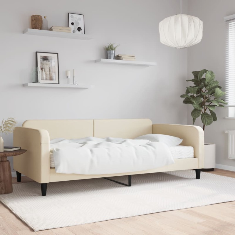 vidaXL Tagesbett mit Matratze Creme 80x200 cm Stoff vidaXL Tagesbett mit Matratze Creme 80x200 cm Stoff