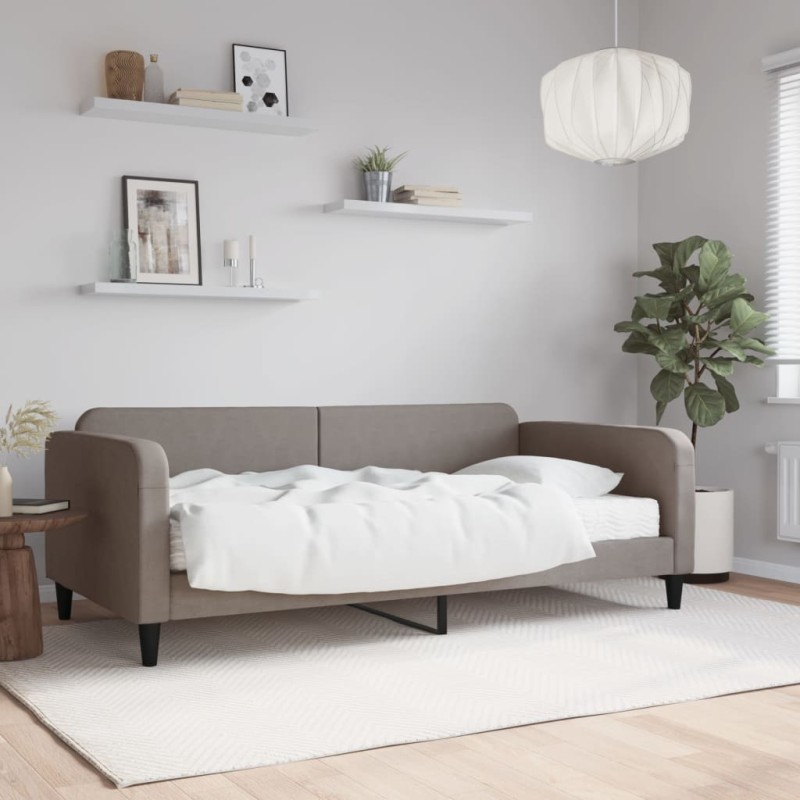 vidaXL Tagesbett mit Matratze Taupe 100x200 cm Stoff vidaXL Tagesbett mit Matratze Taupe 100x200 cm Stoff