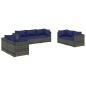 vidaXL 7-tlg. Garten-Lounge-Set mit Kissen Poly Rattan Grau vidaXL 7-tlg. Garten-Lounge-Set mit Kissen Poly Rattan Grau