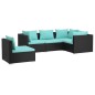 vidaXL 5-tlg. Garten-Lounge-Set mit Kissen Poly Rattan Schwarz vidaXL 5-tlg. Garten-Lounge-Set mit Kissen Poly Rattan Schwarz