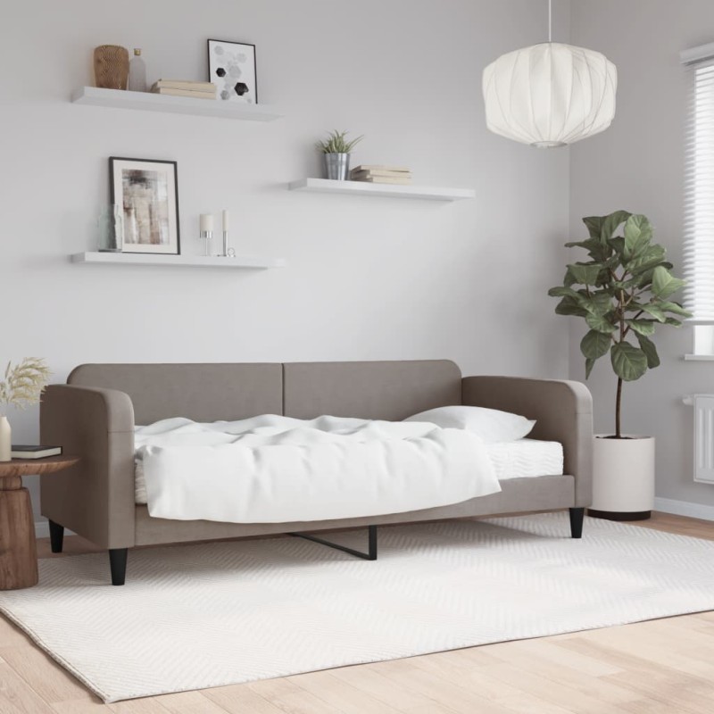 vidaXL Tagesbett mit Matratze Taupe 80x200 cm Stoff vidaXL Tagesbett mit Matratze Taupe 80x200 cm Stoff