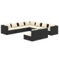 vidaXL 9-tlg. Garten-Lounge-Set mit Kissen Schwarz Poly Rattan vidaXL 9-tlg. Garten-Lounge-Set mit Kissen Schwarz Poly Rattan