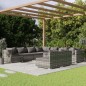 vidaXL 9-tlg. Garten-Lounge-Set mit Kissen Grau Poly Rattan vidaXL 9-tlg. Garten-Lounge-Set mit Kissen Grau Poly Rattan