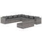 vidaXL 9-tlg. Garten-Lounge-Set mit Kissen Grau Poly Rattan vidaXL 9-tlg. Garten-Lounge-Set mit Kissen Grau Poly Rattan