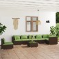 vidaXL 8-tlg. Garten-Lounge-Set mit Kissen Poly Rattan Braun vidaXL 8-tlg. Garten-Lounge-Set mit Kissen Poly Rattan Braun