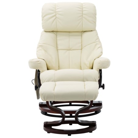 vidaXL Massagesessel Verstellbar Creme Kunstleder und Bugholz