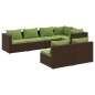 vidaXL 7-tlg. Garten-Lounge-Set mit Kissen Braun Poly Rattan vidaXL 7-tlg. Garten-Lounge-Set mit Kissen Braun Poly Rattan
