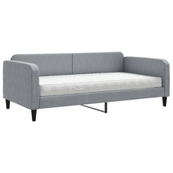 vidaXL Tagesbett mit Matratze Hellgrau 100x200 cm Stoff