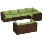 vidaXL 7-tlg. Garten-Lounge-Set mit Kissen Braun Poly Rattan vidaXL 7-tlg. Garten-Lounge-Set mit Kissen Braun Poly Rattan