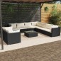 vidaXL 10-tlg. Garten-Lounge-Set mit Kissen Schwarz Poly Rattan vidaXL 10-tlg. Garten-Lounge-Set mit Kissen Schwarz Poly Rattan