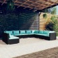 vidaXL 10-tlg. Garten-Lounge-Set mit Kissen Schwarz Poly Rattan vidaXL 10-tlg. Garten-Lounge-Set mit Kissen Schwarz Poly Rattan