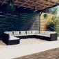 vidaXL 10-tlg. Garten-Lounge-Set mit Kissen Schwarz Poly Rattan vidaXL 10-tlg. Garten-Lounge-Set mit Kissen Schwarz Poly Rattan
