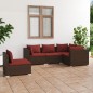 vidaXL 5-tlg. Garten-Lounge-Set mit Kissen Poly Rattan Braun vidaXL 5-tlg. Garten-Lounge-Set mit Kissen Poly Rattan Braun