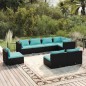 vidaXL 8-tlg. Garten-Lounge-Set mit Kissen Poly Rattan Schwarz vidaXL 8-tlg. Garten-Lounge-Set mit Kissen Poly Rattan Schwarz