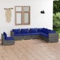 vidaXL 7-tlg. Garten-Lounge-Set mit Kissen Poly Rattan Grau vidaXL 7-tlg. Garten-Lounge-Set mit Kissen Poly Rattan Grau