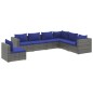 vidaXL 7-tlg. Garten-Lounge-Set mit Kissen Poly Rattan Grau vidaXL 7-tlg. Garten-Lounge-Set mit Kissen Poly Rattan Grau