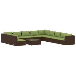 vidaXL 12-tlg. Garten-Lounge-Set mit Kissen Braun Poly Rattan