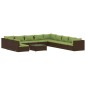 vidaXL 12-tlg. Garten-Lounge-Set mit Kissen Braun Poly Rattan