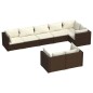 vidaXL 8-tlg. Garten-Lounge-Set mit Kissen Braun Poly Rattan vidaXL 8-tlg. Garten-Lounge-Set mit Kissen Braun Poly Rattan