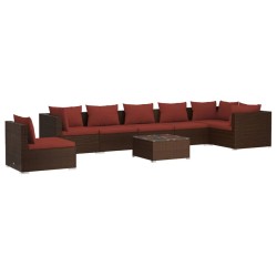 vidaXL 8-tlg. Garten-Lounge-Set mit Kissen Poly Rattan Braun