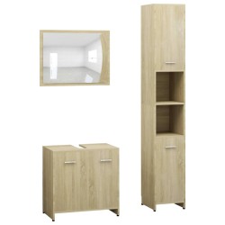 vidaXL 3-tlg. Badmöbel-Set Sonoma-Eiche Holzwerkstoff