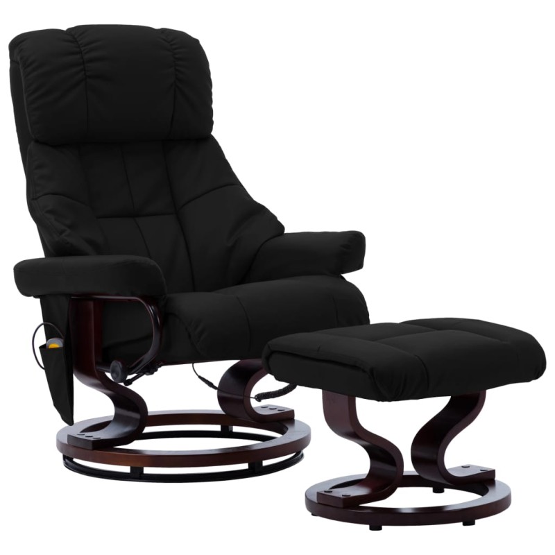 Massagesessel Verstellbar Schwarz Kunstleder und Bugholz Massagesessel Verstellbar Schwarz Kunstleder und Bugholz