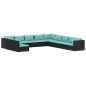 vidaXL 11-tlg. Garten-Lounge-Set mit Kissen Schwarz Poly Rattan vidaXL 11-tlg. Garten-Lounge-Set mit Kissen Schwarz Poly Rattan