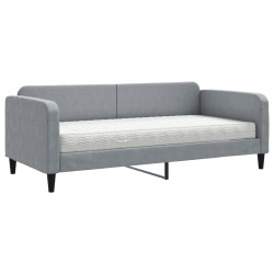 vidaXL Tagesbett mit Matratze Hellgrau 90x200 cm Stoff