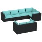 vidaXL 7-tlg. Garten-Lounge-Set mit Kissen Schwarz Poly Rattan vidaXL 7-tlg. Garten-Lounge-Set mit Kissen Schwarz Poly Rattan