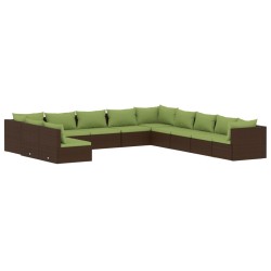 vidaXL 11-tlg. Garten-Lounge-Set mit Kissen Braun Poly Rattan