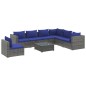 vidaXL 8-tlg. Garten-Lounge-Set mit Kissen Poly Rattan Grau vidaXL 8-tlg. Garten-Lounge-Set mit Kissen Poly Rattan Grau