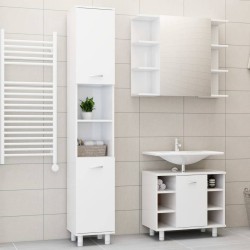 vidaXL 3-tlg. Badmöbel-Set Hochglanz-Weiß Holzwerkstoff