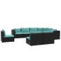 vidaXL 9-tlg. Garten-Lounge-Set mit Kissen Poly Rattan Schwarz vidaXL 9-tlg. Garten-Lounge-Set mit Kissen Poly Rattan Schwarz