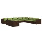 vidaXL 10-tlg. Garten-Lounge-Set mit Kissen Braun Poly Rattan vidaXL 10-tlg. Garten-Lounge-Set mit Kissen Braun Poly Rattan