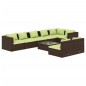 vidaXL 9-tlg. Garten-Lounge-Set mit Kissen Braun Poly Rattan vidaXL 9-tlg. Garten-Lounge-Set mit Kissen Braun Poly Rattan