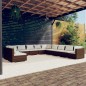 vidaXL 11-tlg. Garten-Lounge-Set mit Kissen Braun Poly Rattan vidaXL 11-tlg. Garten-Lounge-Set mit Kissen Braun Poly Rattan