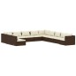 vidaXL 11-tlg. Garten-Lounge-Set mit Kissen Braun Poly Rattan vidaXL 11-tlg. Garten-Lounge-Set mit Kissen Braun Poly Rattan