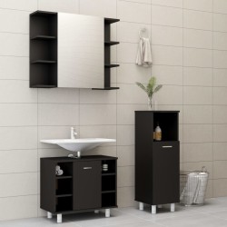 vidaXL 3-tlg. Badmöbel-Set Schwarz Holzwerkstoff